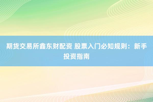 期货交易所鑫东财配资 股票入门必知规则：新手投资指南